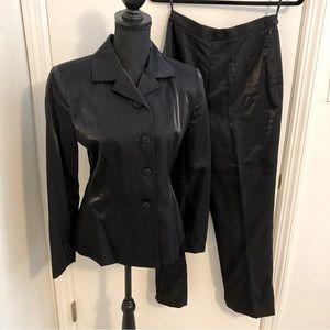 Vintage Banana Republic Black Shimmer Pantsuit Wool Blend Size 6
